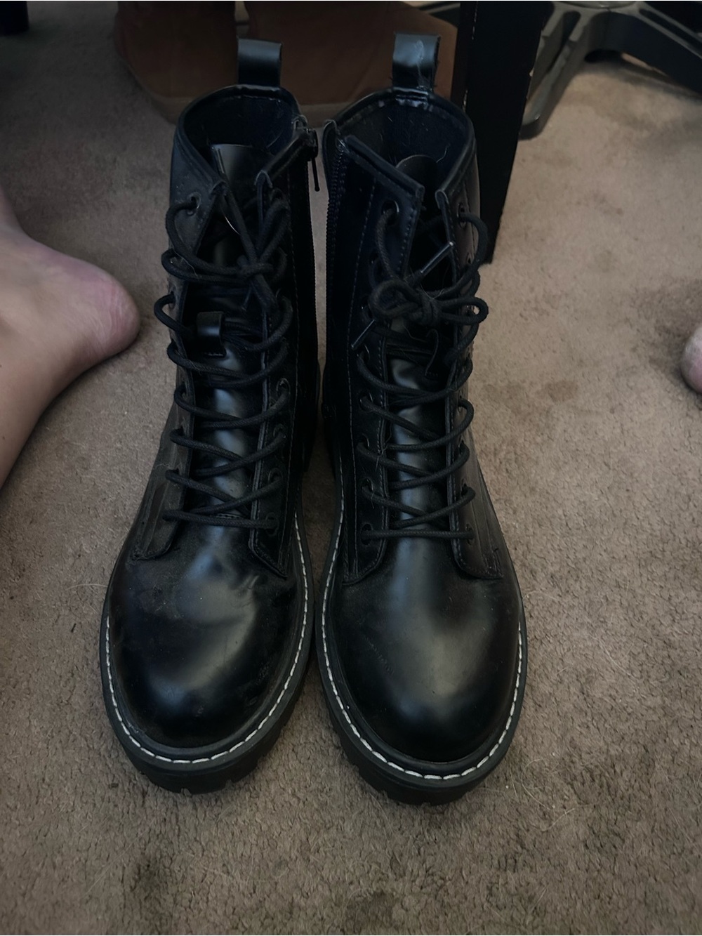 Black Lace-Up Combat Boots